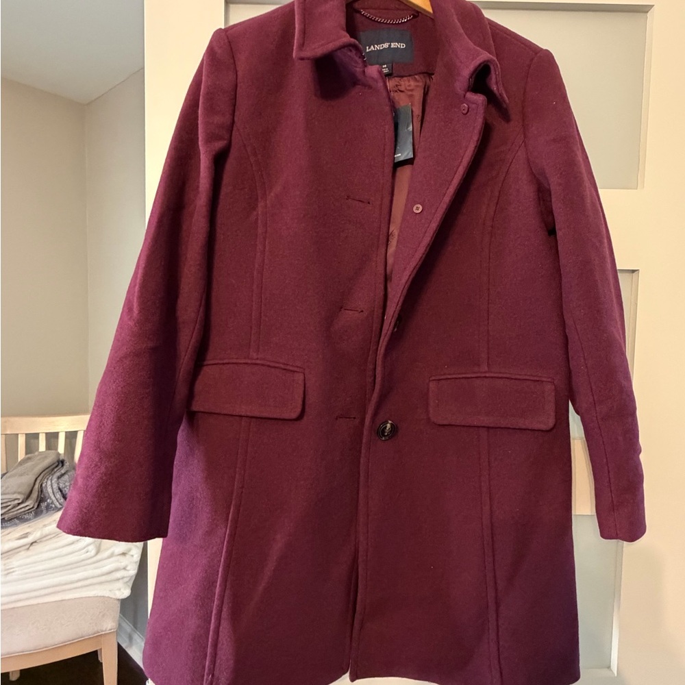 Women's Plum Coat Lands’ End Sz 14 NWOT